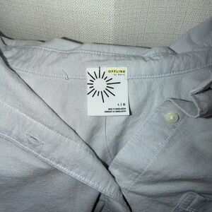 Women’s Oversized Light Gray Cropped Button-Up Shirt - L/G - Offline by Aerie